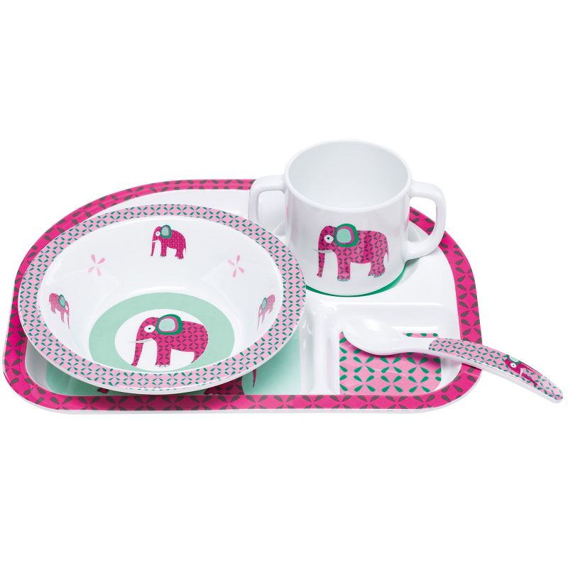Coffret repas Wildlife Eléphant rose (4 pièces) Lässig