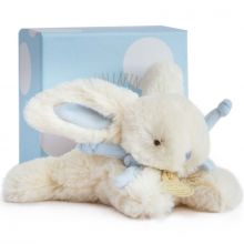 Coffret peluche lapin bleu Bonbon (16 cm)  par Doudou et Compagnie