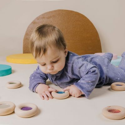 Hochet sensoriel Calm Donut bleue
