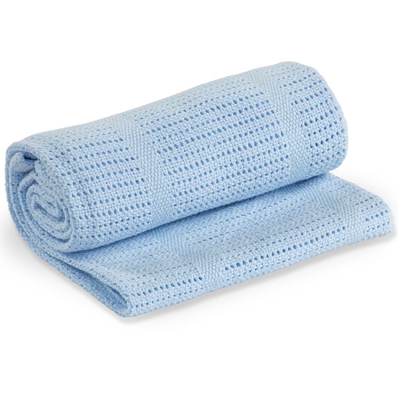 Couverture bébé tricot bleue (80 x 100 cm) Lulujo