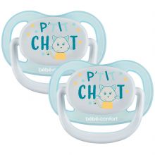 Lot de 2 sucettes physiologiques Air confort P'tit chat (6-18 mois)  par Bébé Confort