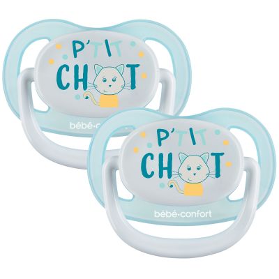 Lot de 2 sucettes physiologiques Air confort P'tit chat (6-18 mois) Bébé Confort