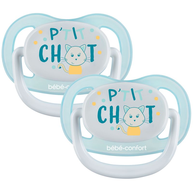Lot de 2 sucettes physiologiques Air confort P'tit chat (6-18 mois) Bébé Confort