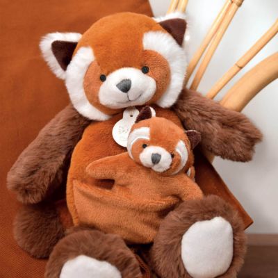 Coffret peluche Panda roux et son bébé (25 cm)