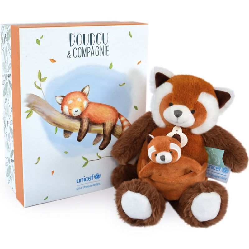 Coffret peluche Panda roux et son bébé (25 cm) Doudou et Compagnie Produit 1 grande taille