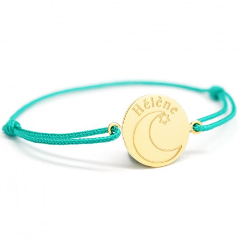 Bracelet cordon Lune personnalisable (plaqué or) Petits trésors