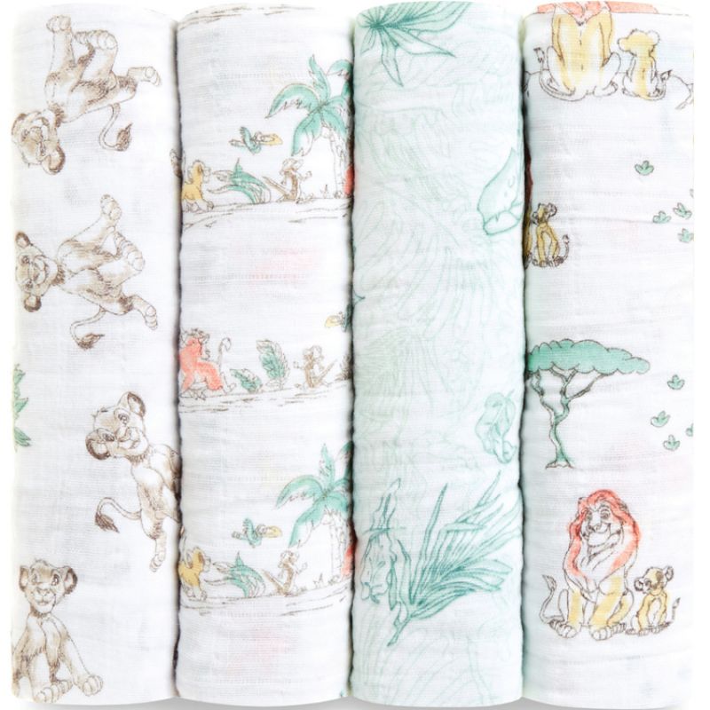 Lot de 4 maxi langes Le roi lion (120 x 120 cm) aden + anais