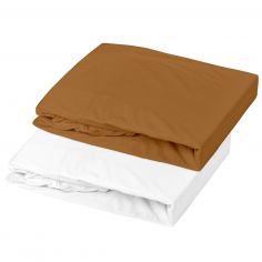 Lot alèse et drap housse Blanc-Caramel (70 x 140 cm) - Mon P'tit Dodo