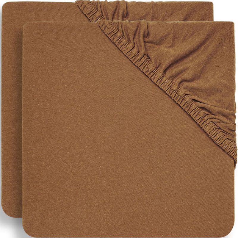 Lot de 2 draps housses en coton Caramel (60 x 120 cm) Jollein