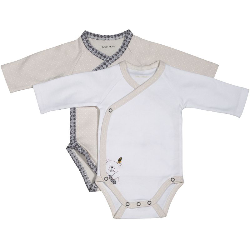 Lot de 2 bodies croisés manches longues Timouki (1 mois : 54 cm) Sauthon