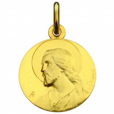 Médaille ronde Christ 20 mm (or jaune 750°)  par Premiers Bijoux