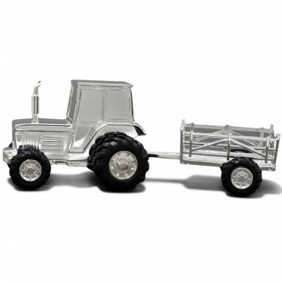 Tirelire Tracteur personnalisable (métal argenté)