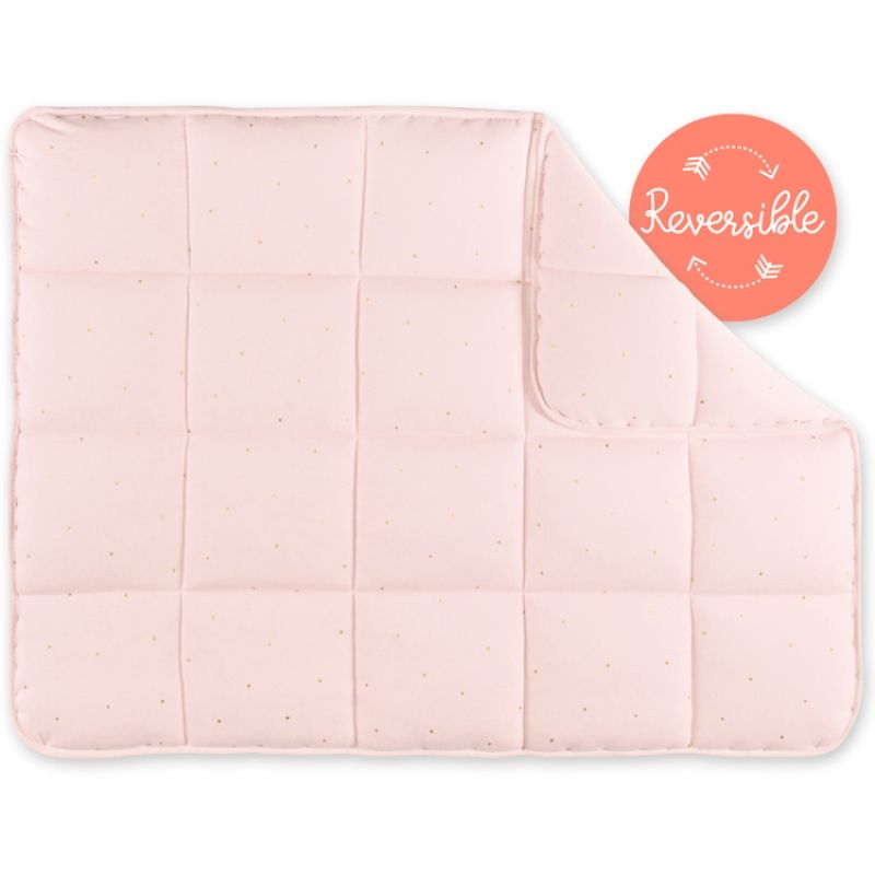 Tapis de parc réversible Prety rose clair pois dorés (75 x 95 cm) Bemini