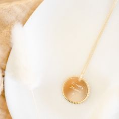 Collier médaille Perlée personnalisable (or jaune 18 carats) - Pleine Lune