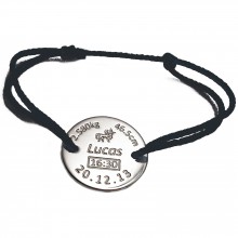 Bracelet cordon noir personnalisable avec signe du zodiaque (plaqué argent)  par Alomi
