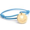 Bracelet cordon Coeur ivoire plaqué or 10-14 cm (personnalisable) - Petits trésors
