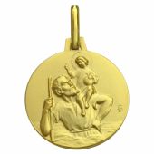 Médaille ronde Saint Christophe 18 mm (or jaune 750°)