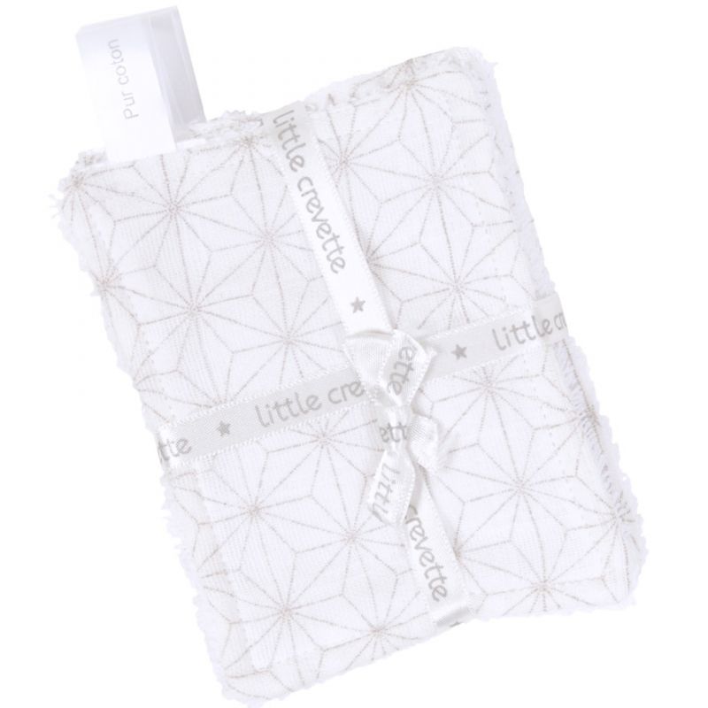 Lot de 6 lingettes lavables Pompom (8 x 11 cm) Little Crevette