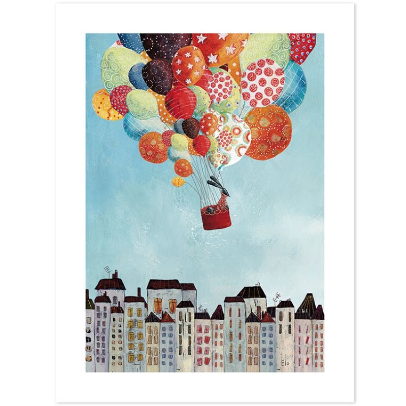 Affiche voyage en ballon (30 x 40 cm) Lilipinso