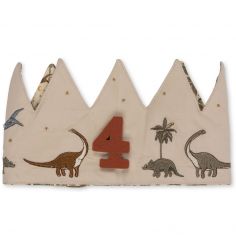 Couronne d'anniversaire en tissu Dino personnalisable