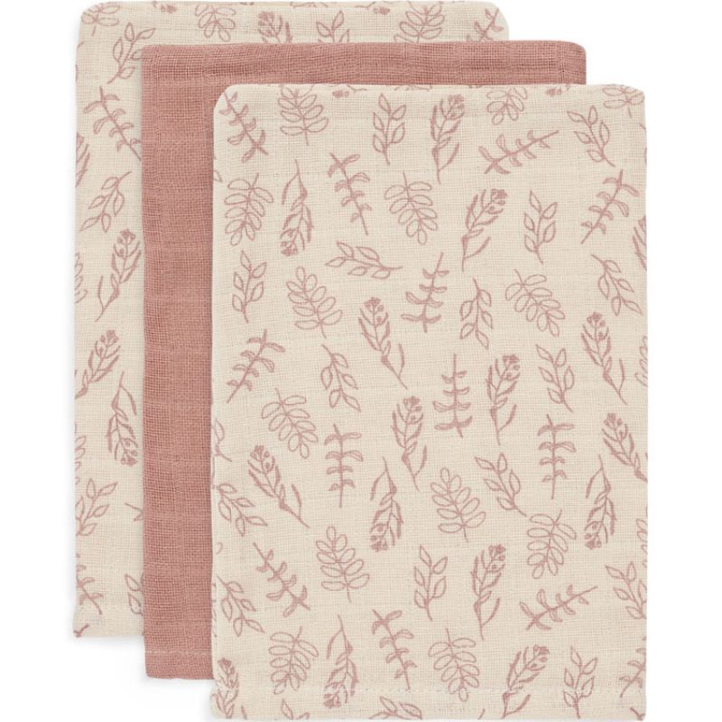 Lot de 3 gants de toilette en mousseline de coton Meadow Rosewood Jollein