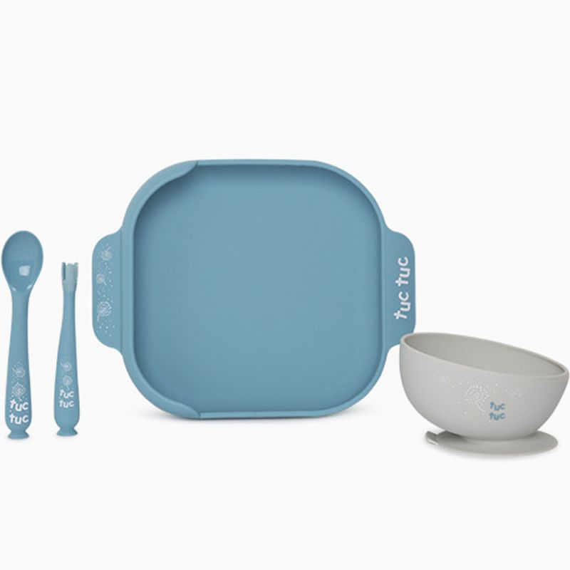 Coffret repas en silicone Little forest bleu (4 pièces) Tuc Tuc
