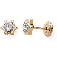 Boucles d'oreilles à vis Etoile argenté (or jaune 9 carats) - Baby bijoux