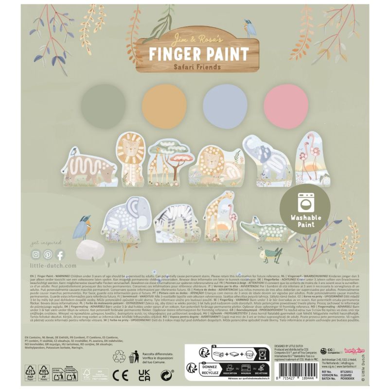 Kit de peinture au doigt Safari Friends Little Dutch Packaging 3