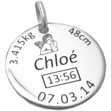 Médaille de naissance ange personnalisable (argent 925° rhodié)  par Alomi