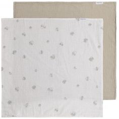 Lot de 2 langes Tender Beige-Clover (65 x 65 cm) - Baby's Only