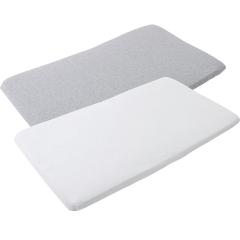 Lot de 2 draps housses gris et blanc pour matelas de lit parapluie Iris Maxi-Cosi