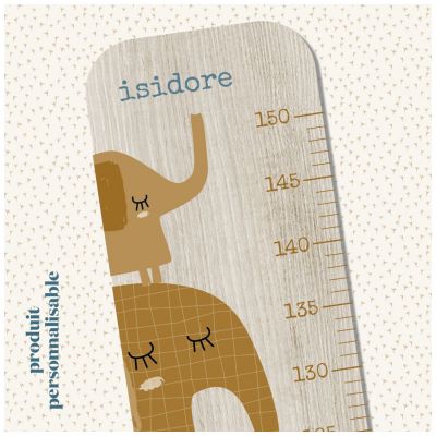 Toise en bois Isidore éléphant caramel personnalisable