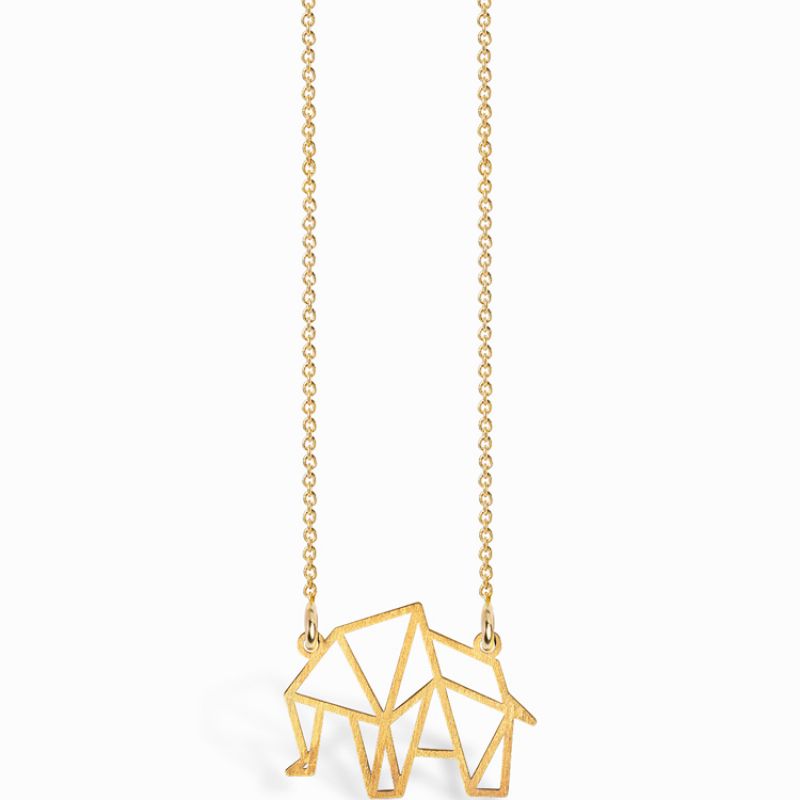 Collier chaîne 40 cm pendentif Origami éléphant 19 mm (vermeil doré) Coquine