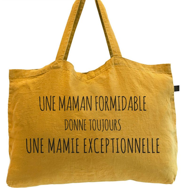 Cabas en lin safran (personnalisable) Mes Mots Déco