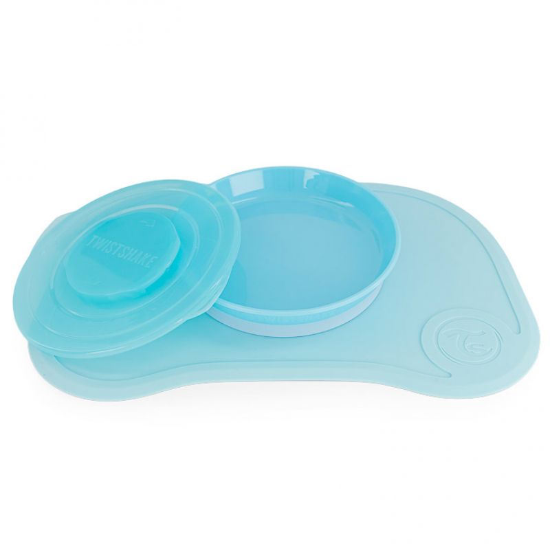 Plateau Click Mat + assiette bleu pastel Twistshake