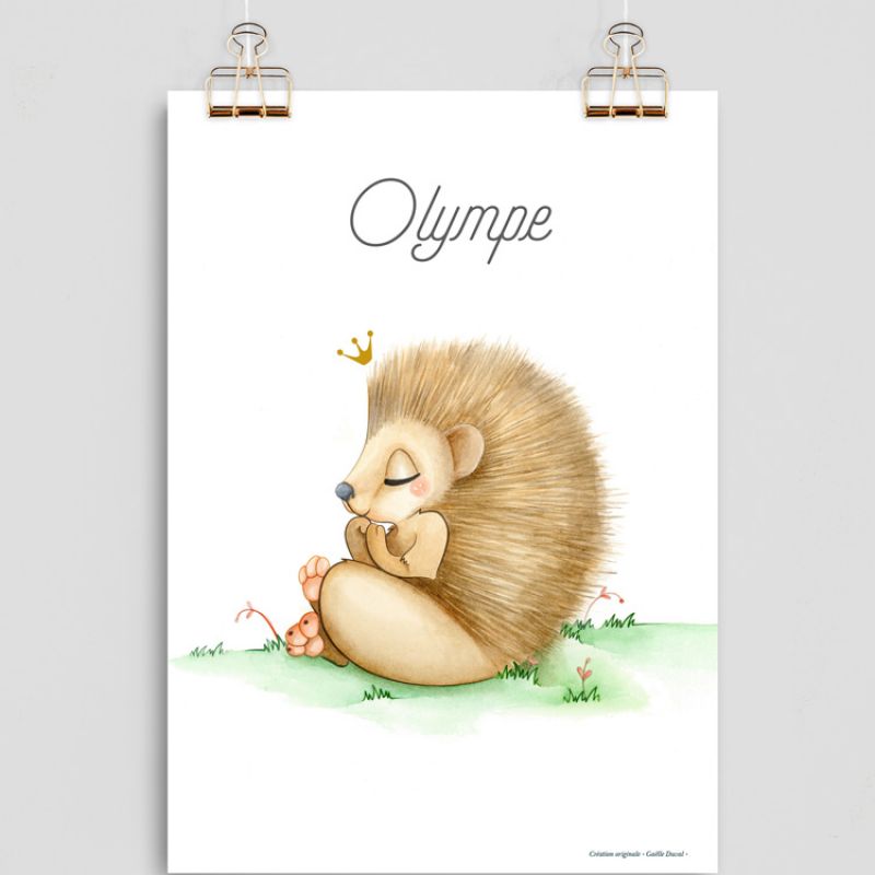 Affiche A4 Hérisson (personnalisable) Gaëlle Duval
