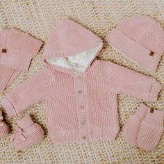 Gilet à capuche en teddy coton bio Soul vieux rose (3 mois)