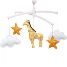 Mobile musical girafe jaune (Mélodie Valse d'Amélie Poulain)  par Pouce et Lina