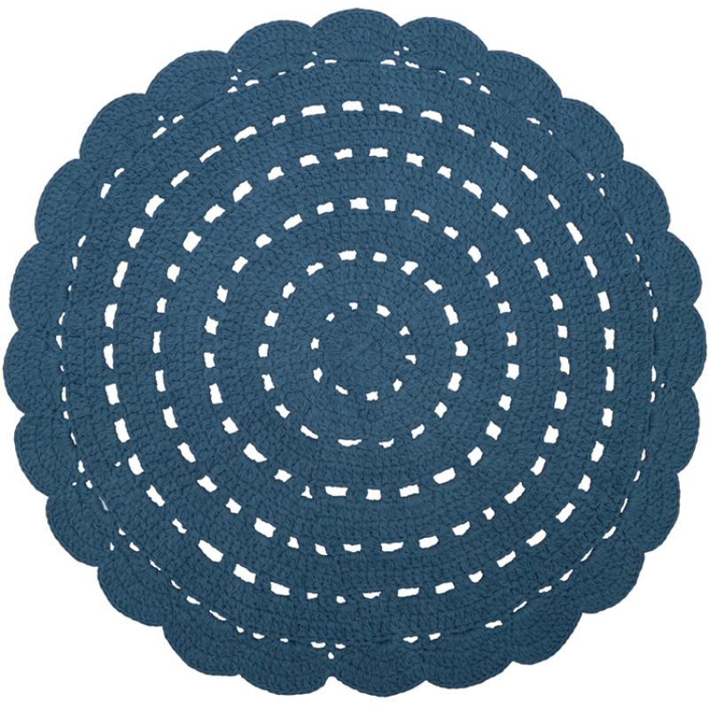 Tapis lavable rond Alma crochet bleu (120 cm) Nattiot Produit 1 grande taille