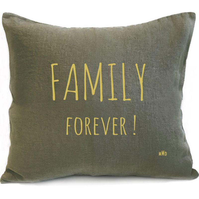 Coussin en lin kaki personnalisable (45 x 45 cm) Mes Mots Déco
