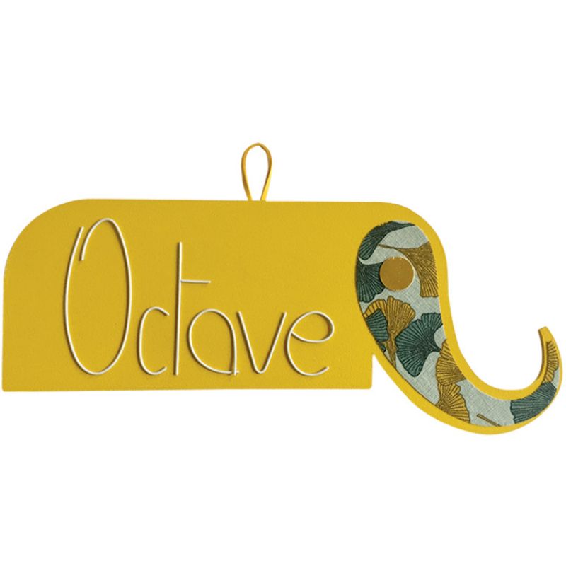 Plaque de porte Zamino Éléphant jaune (personnalisable) Marie-Laure Créations