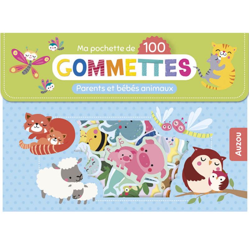 Ma pochette de gommettes Parents et bébés animaux Auzou Editions