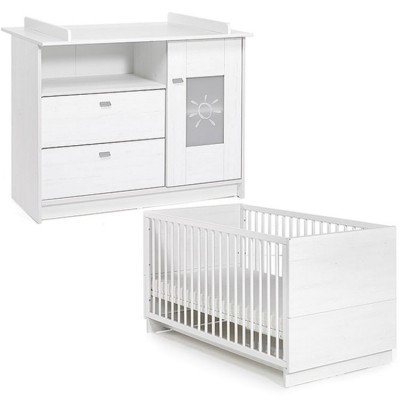 Pack duo lit bébé évolutif et commode à langer Sol blanc Geuther