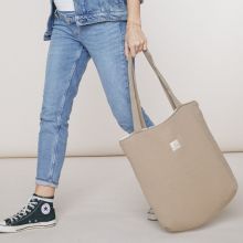 Cabas à langer Bebel x Gamin Gamine denim lin  par BEBEL