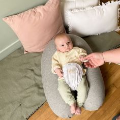 Coussin de grossesse Multirelax 3 en 1 jersey gris chiné lapins