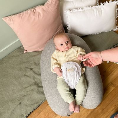 Coussin de grossesse Multirelax 3 en 1 jersey gris chiné lapins