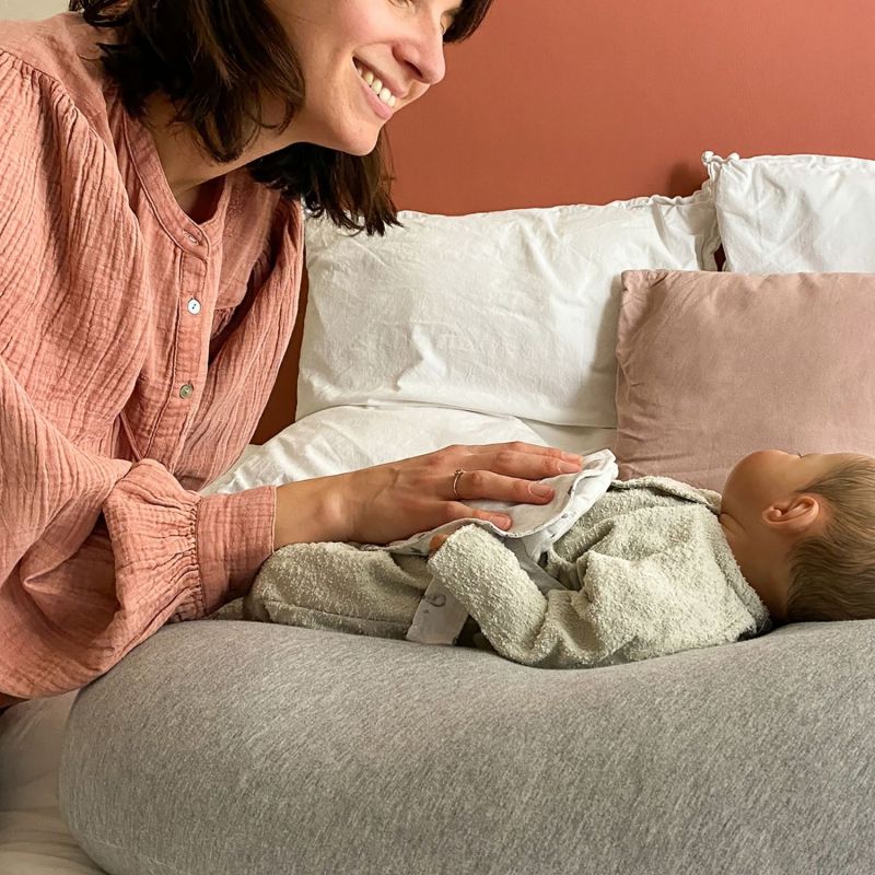 Coussin de grossesse Multirelax 3 en 1 jersey gris chiné lapins Candide Ambiance 6