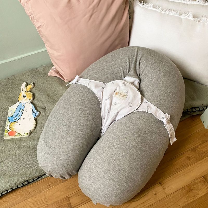 Coussin de grossesse Multirelax 3 en 1 jersey gris chiné lapins Candide Ambiance 8