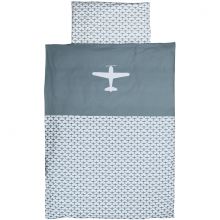 Housse de couette et taie d'oreiller Airplane gris bleu et blanc (100 x 135 cm)  par Taftan