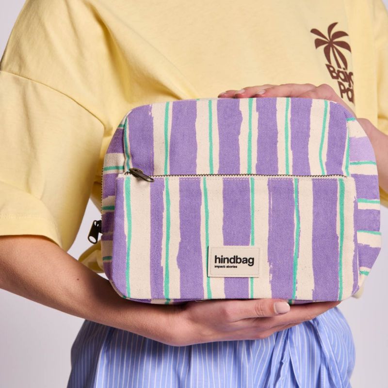 Trousse de toilette XL Alix Rayures Larges Violet Hindbag Ambiance 2